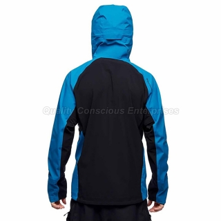 Men Blue & Black Hooded Cell Jacket 